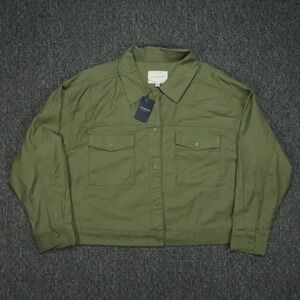 Lucky Brand Jacket Womens Extra Large Green Snap Denim Cotton‎ Trucker NWT